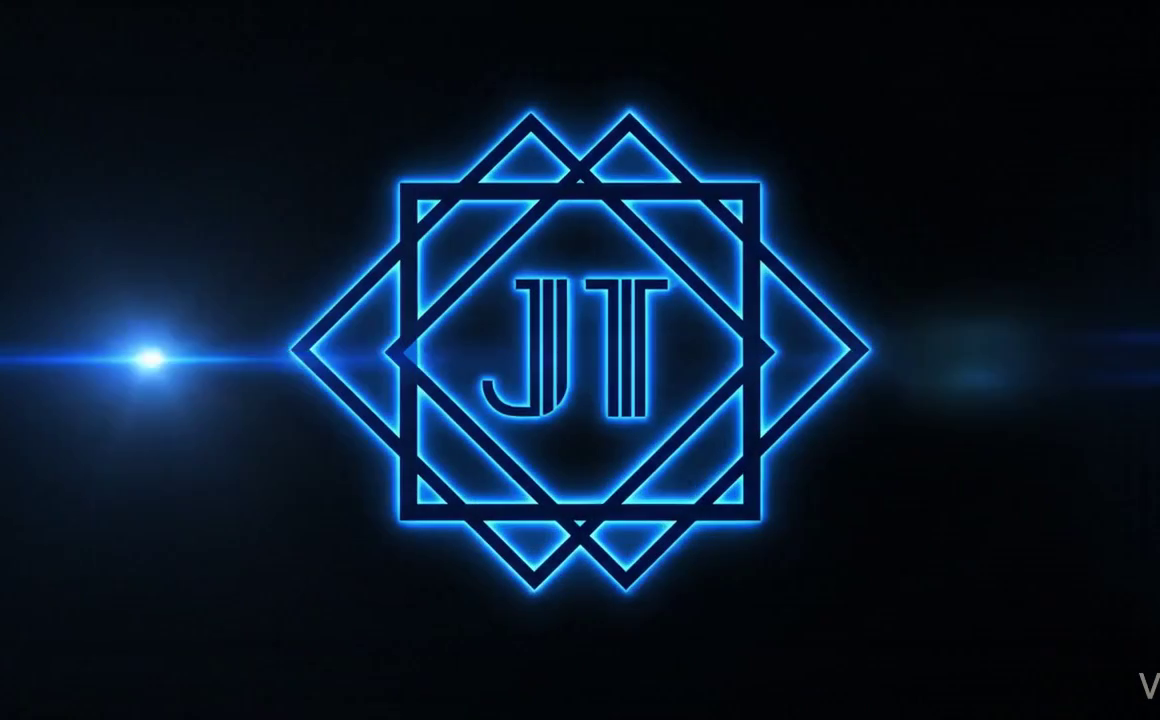 Glowing neon JT monogram